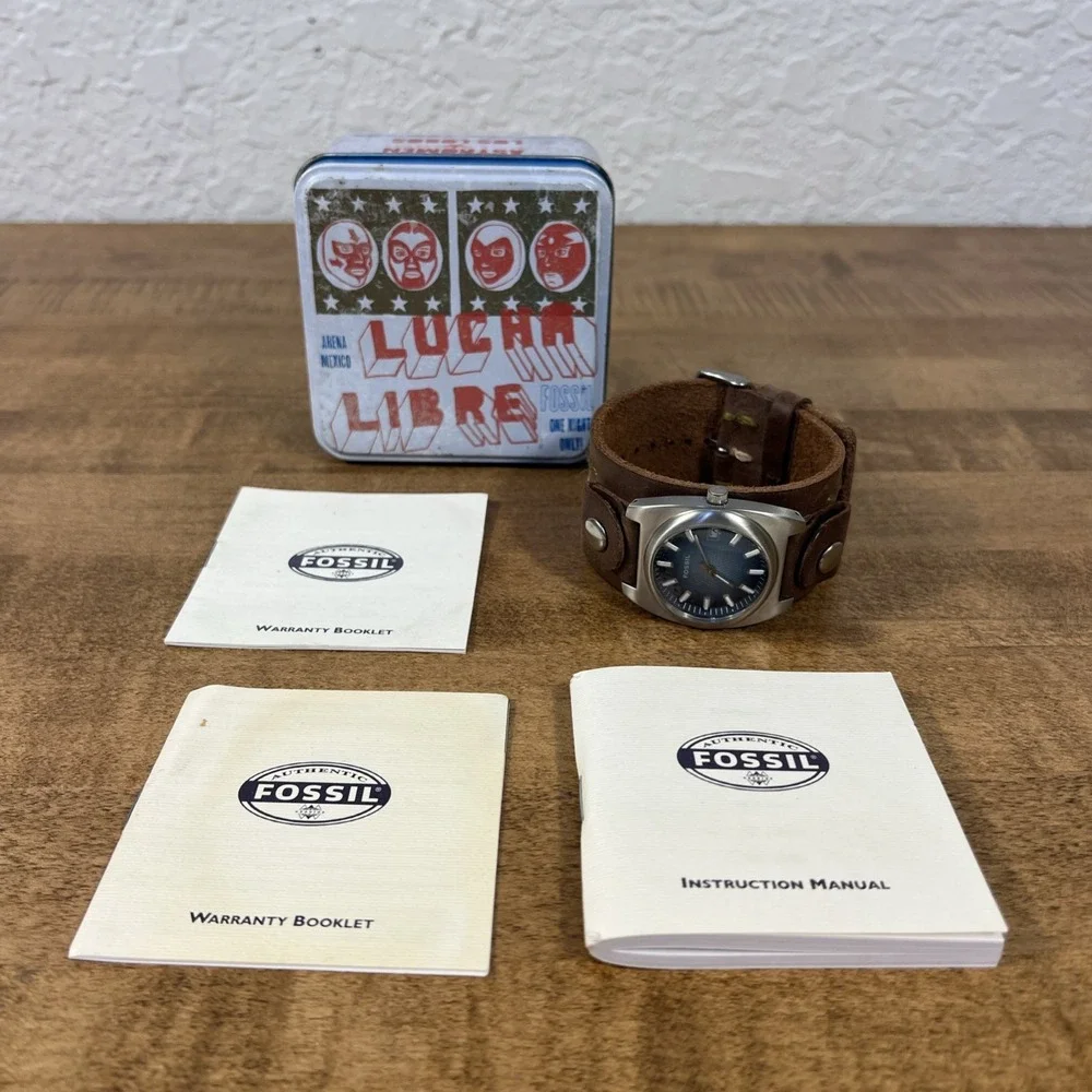 Fossil Men's Leather Banded Watch Brown JR-8801 W/ Box & Papers - Needs Battery